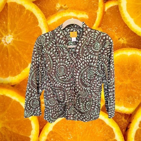 RUBY Rd Brown and Green Patterned Shirt Size 18 - Picture 1 of 4